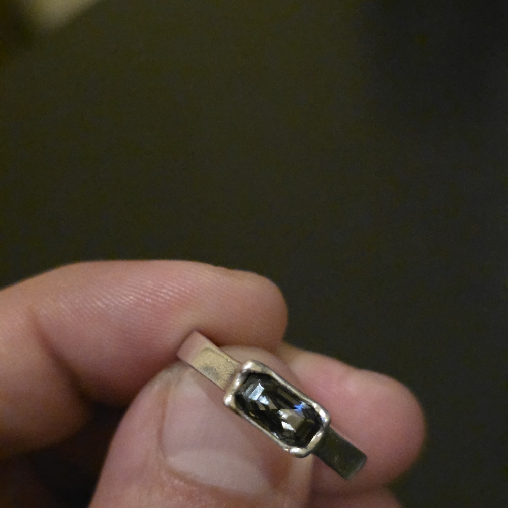 Sterling silver ring with black stone